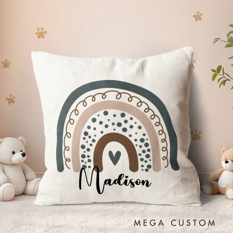 Personalized Dotted Rainbow Throw Pillows Highlighting Fun Patterns And Bright Colors Throw Pillows