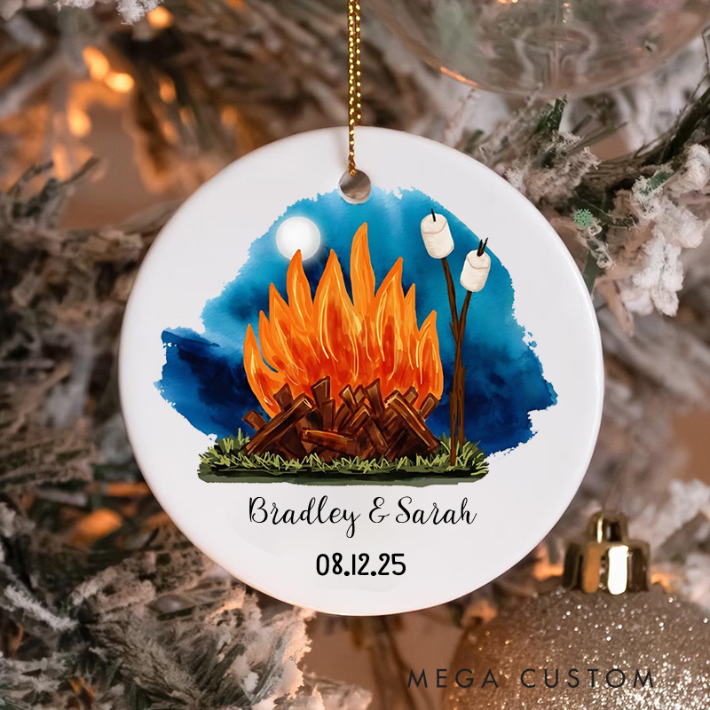 Personalized Cozy Campfire Night Christmas Ornament Outdoor Camping Life Christmas Ornament Gift for Hiking 