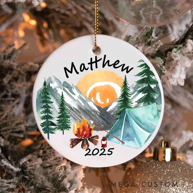 Personalized Camping Adventure Christmas Ornament Outdoor Enthusiasts Christmas Ornament Gift for Hiking Traveling