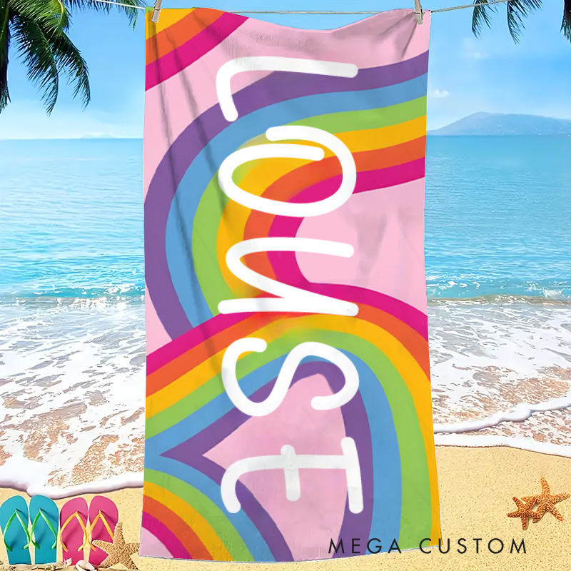 Personalized Kids Name Towel Gift for Kids Rainbow Kids Towel