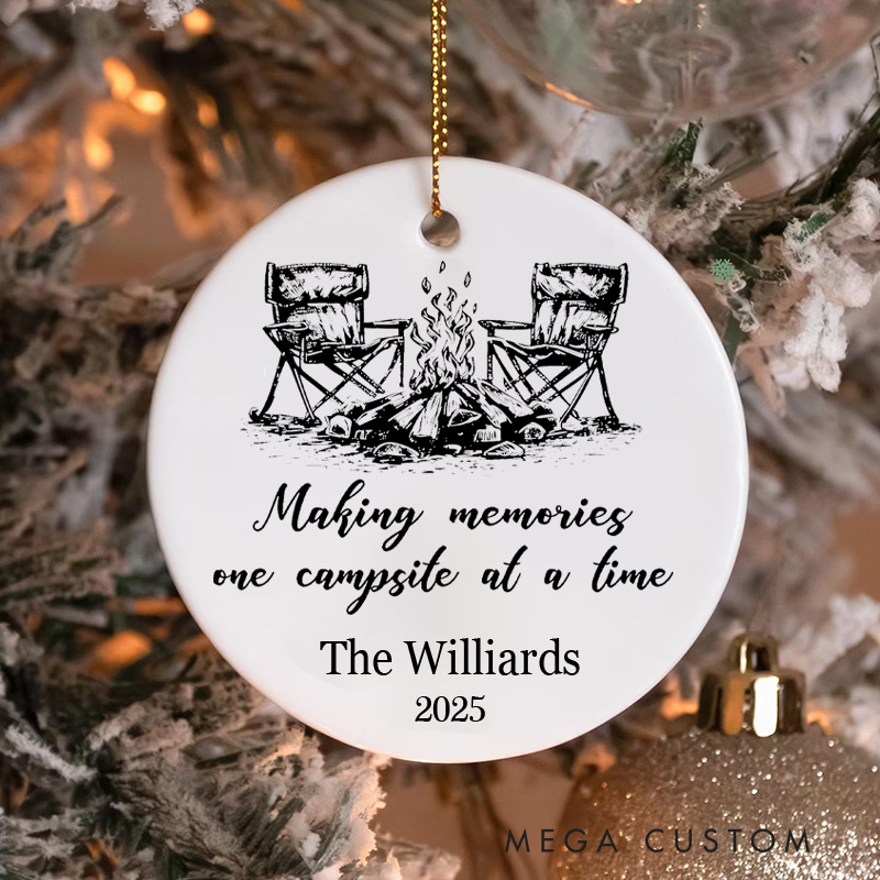 Personalized Outdoor Campfire Christmas Ornament Making Memories One Trail at a Time Christmas Ornament Gift for Hiking