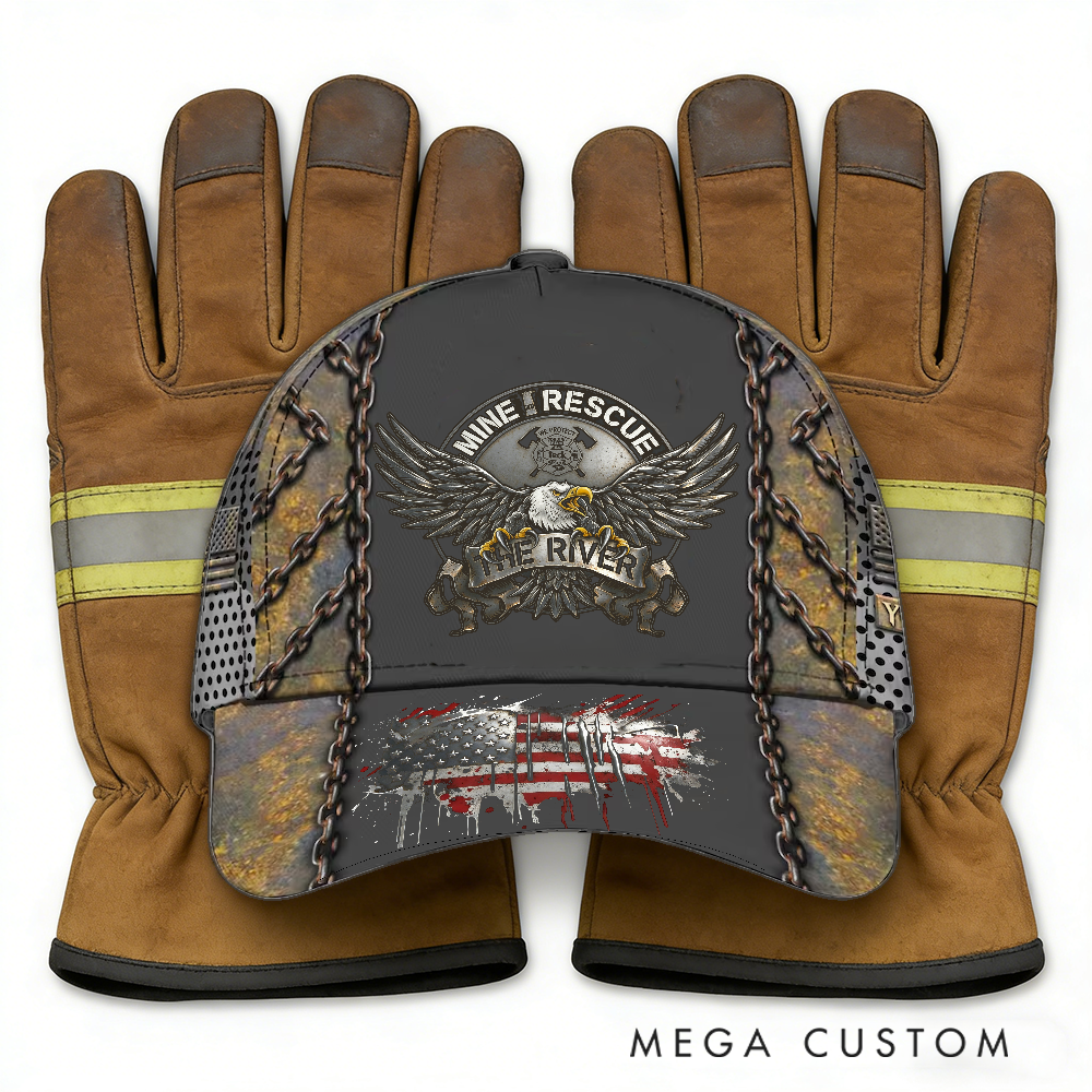 Personalized Firefighter Full-Print Cap Rugged Mine Rescue Design Firefighter Gifts