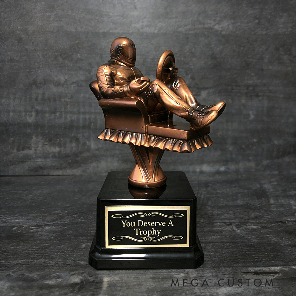 Personalized Relaxing Racer Trophy Unique Gift for Motorsport Enthusiasts