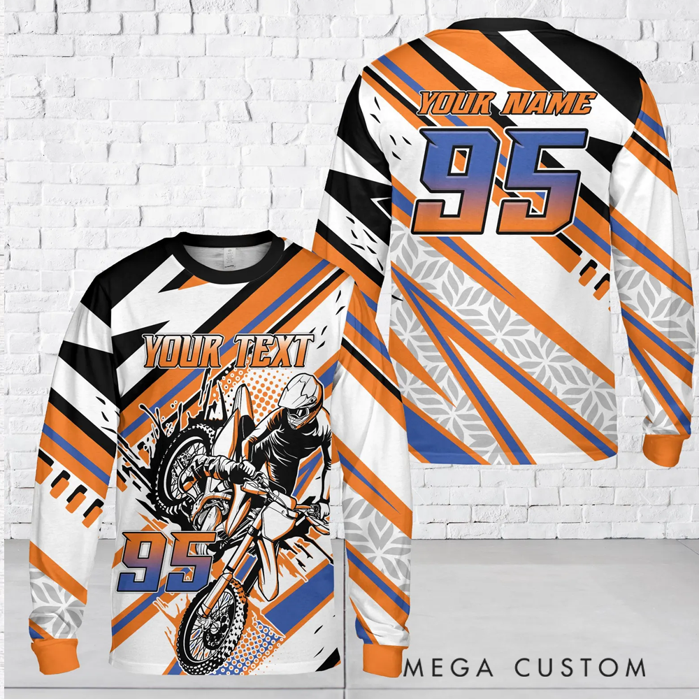Personalized Motocross Racing Jersey Custom Mesh Knit Off-Road Shirt with Rider Graphics