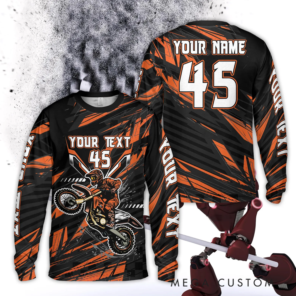 Personalized Motocross Racing Jersey Custom Mesh Knit Off-Road Shirt with Dynamic Rider Design