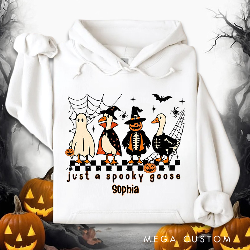 Personalized Spooky Goose with Halloween Friends Fun and Whimsical Ghostly Hoodies