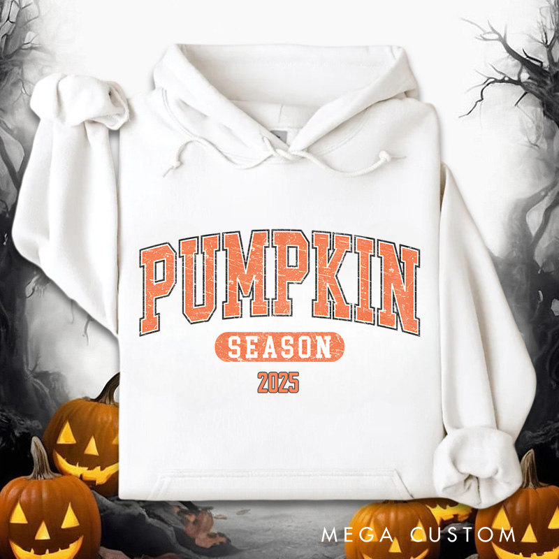 Personalized Pumpkin Season Classic Autumn Inspired Typography Halloween Hoodies