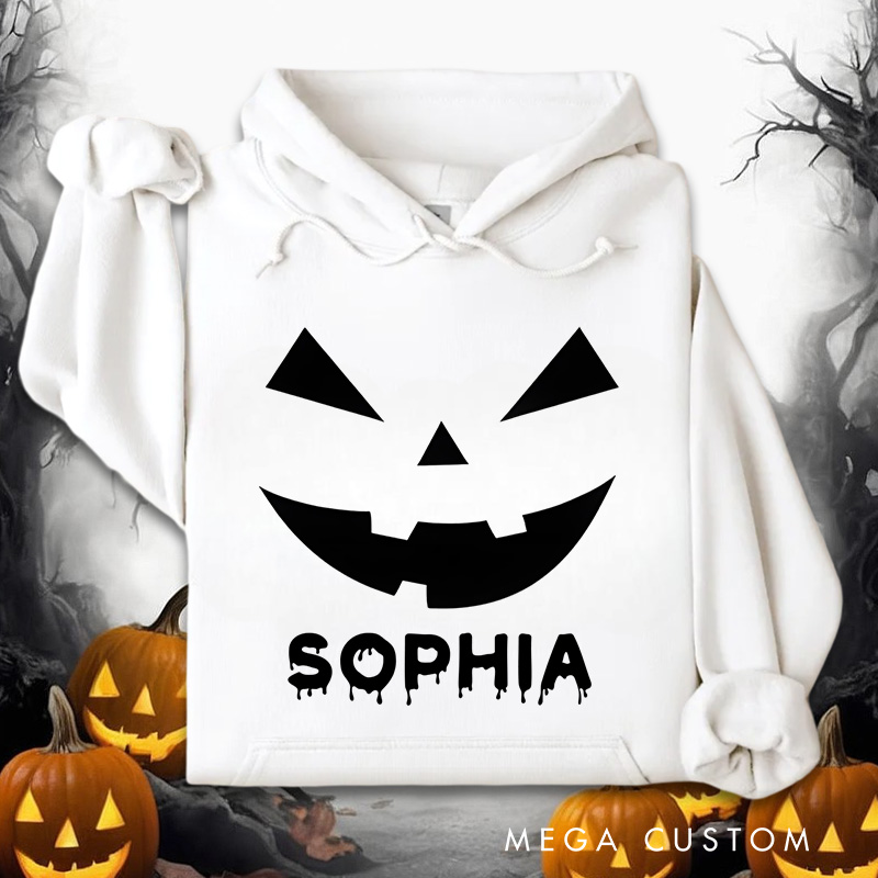 Personalized Iconic Jack Lantern Expression for Fun Festive Hoodies