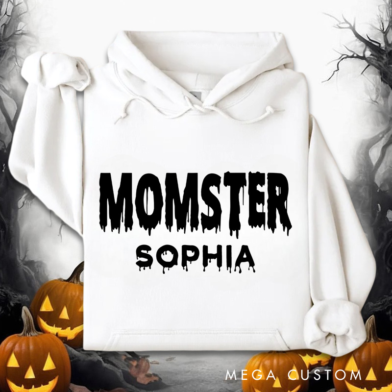 Personalized Bold and Humorous Momster Text for Chic Everyday Hoodies