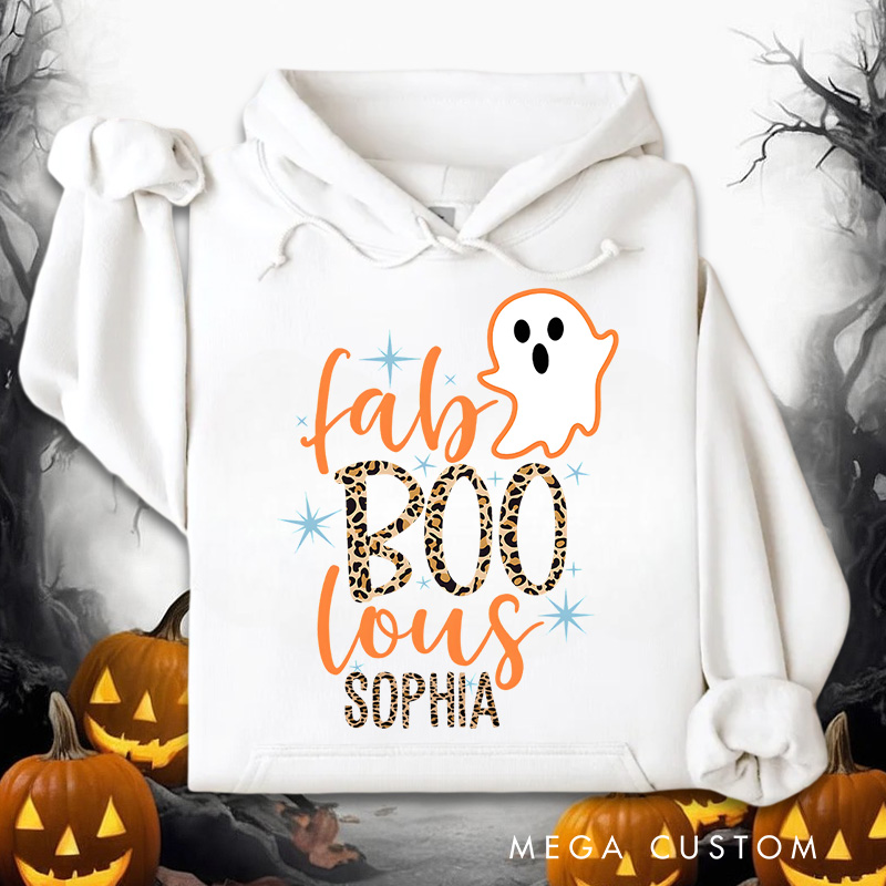 Personalized Fab BOO lous Ghost with Glittering Accents for Stylish and Chic Seasonal Hoodies