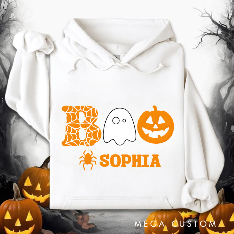 Personalized Boo and Pumpkin Icon Duo for Classic and Timeless Halloween Hoodies