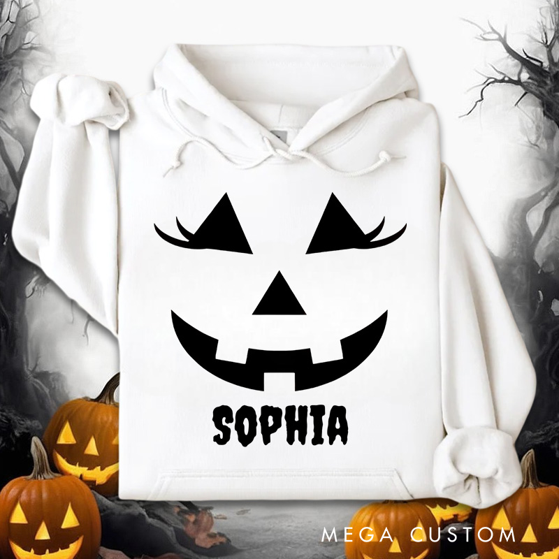 Personalized Classic Jack O Lantern Face Silhouette for Timeless Festive Hoodies