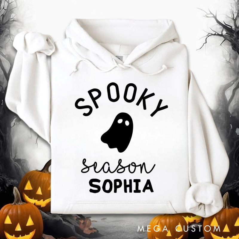 Personalized Minimalist Spooky Season Ghost Design for Casual Everyday Hoodies