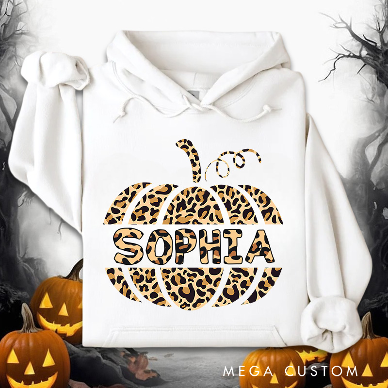 Personalized Leopard Print Pumpkin for Stylish and Fashion-Forward Hoodies