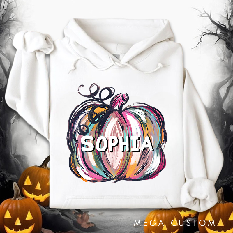 Personalized Artistic Colorful Pumpkin Illustration for Creative and Vibrant Hoodies