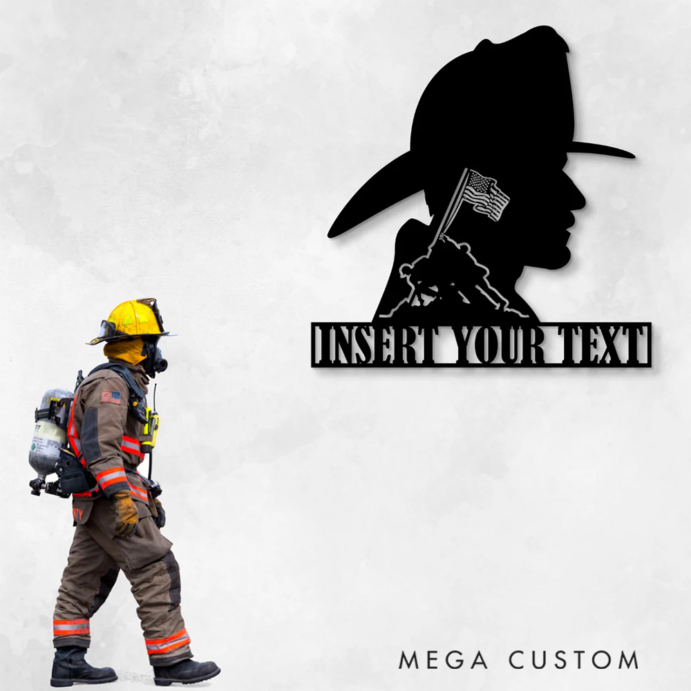 Personalized Firefighter Wall Art Gift Custom Metal Silhouette Design Gift