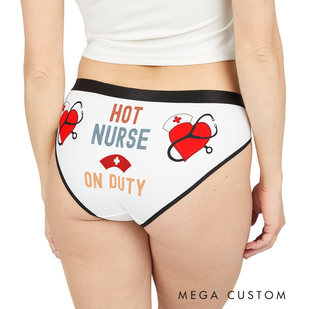 Personalized Women's Nurse Themed Underwear Custom Name with Nurse Hat and Heart Design Gift