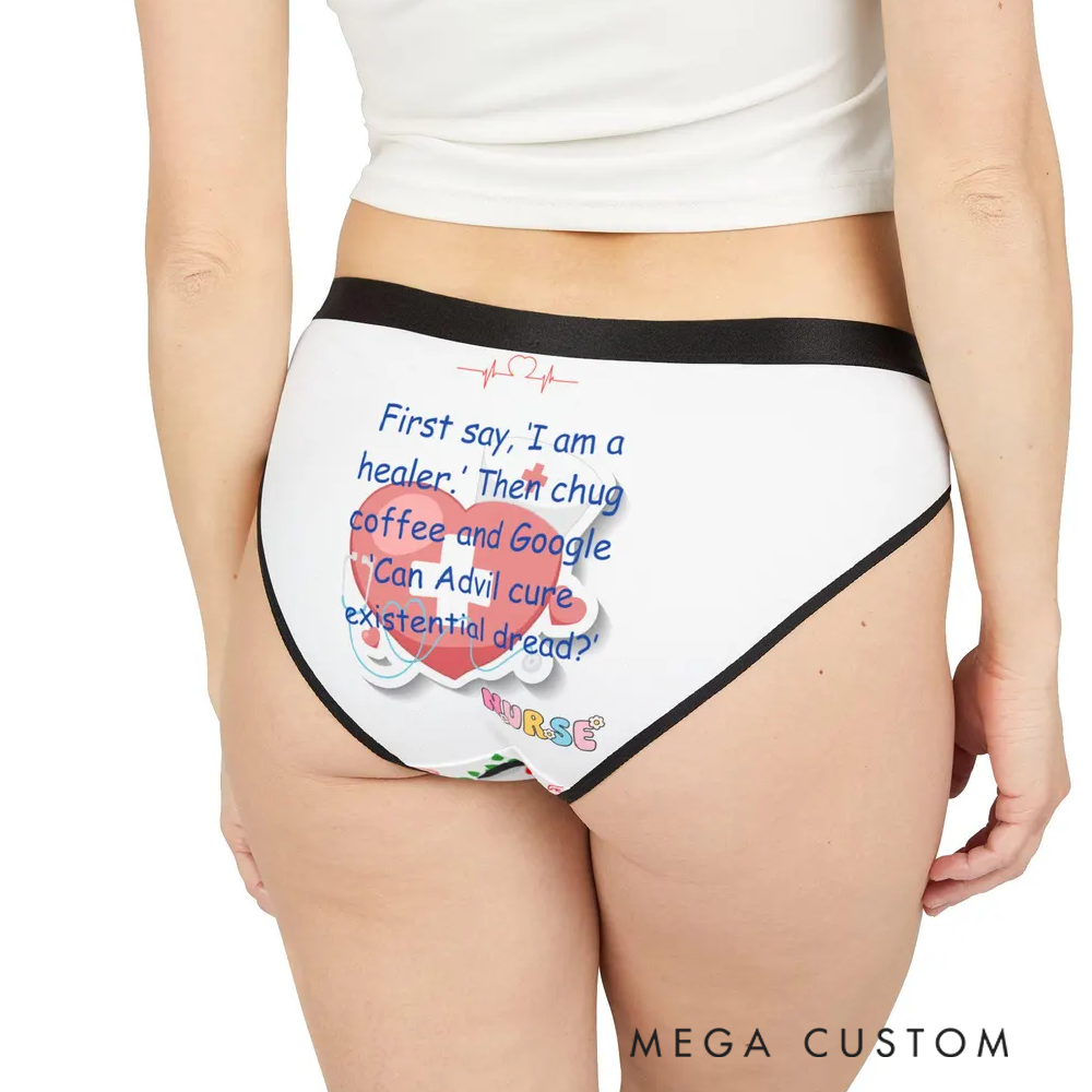 Personalized Women's Nurse Themed Underwear with Funny Quote and Heart Design Gift