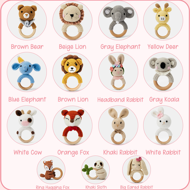 Personalized Animal Wooden Toy Ring for a Newborn Boy or Girl Unisex Newborn Baby Gift