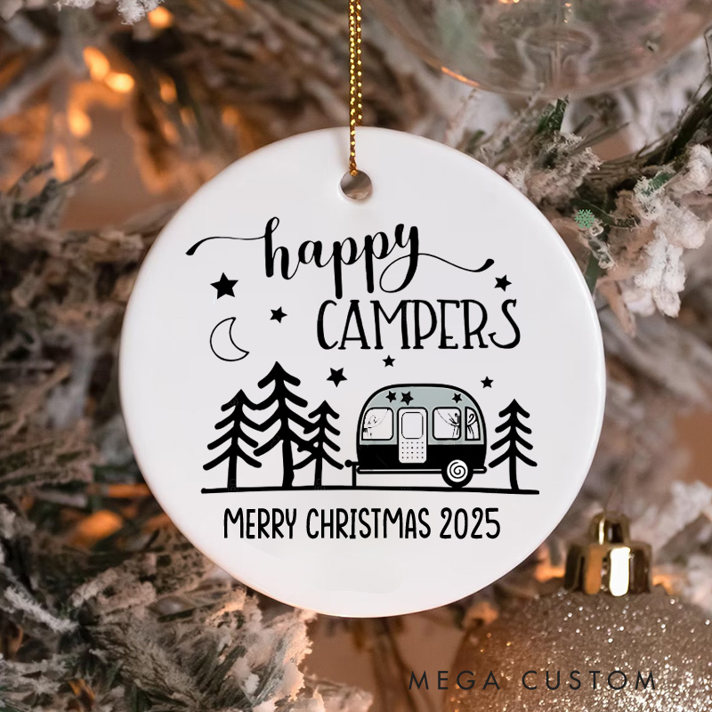 Personalized Happy Campers Christmas Ornament Nature Outdoors Lover Christmas Ornament Gift for Hiking