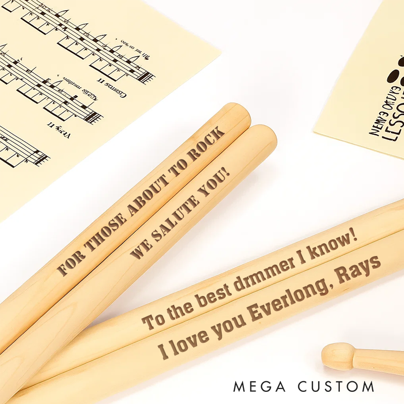 Personalized Drumsticks and Custom Engraved Pair of Drum Sticks and Marching Band Drummer