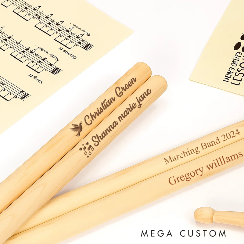 Personalized Drumsticks and Drum Accessories and Engraved Pair of Drumsticks