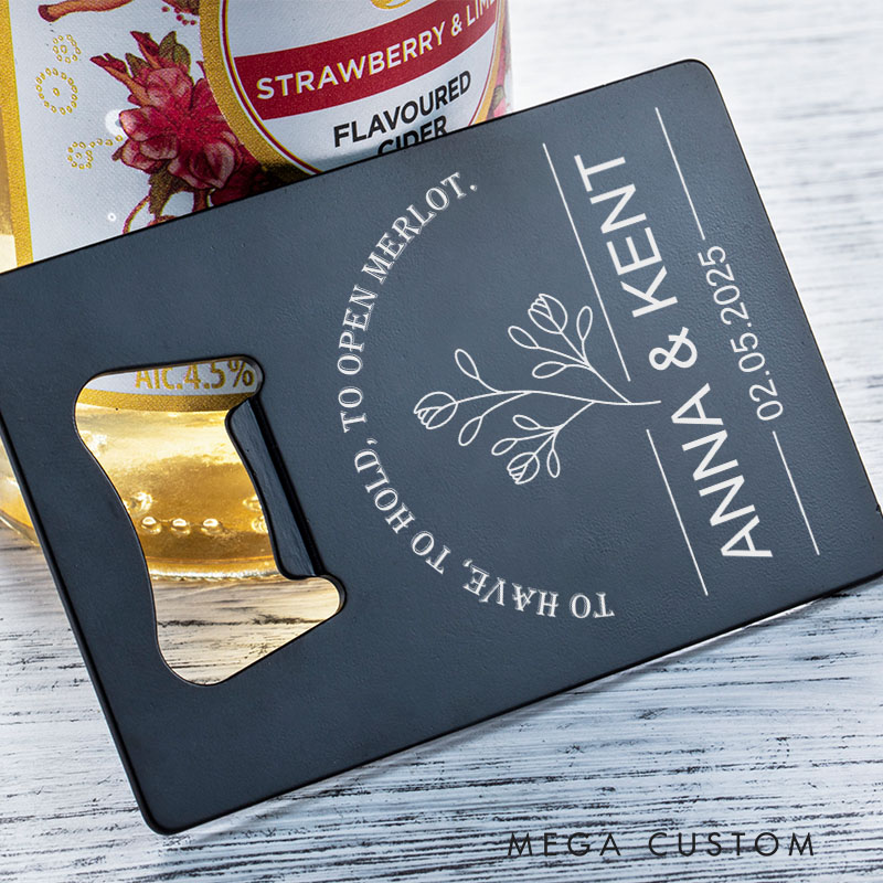 Personalized Credit Card Bottle Opener Custom Wedding Bottle Opener Perfect for Couples Anniversaries Housewarming