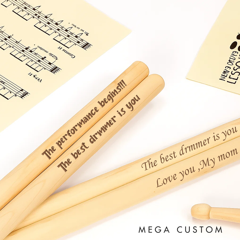 Personalized Drumsticks and Custom Engraved Pair of Drum Sticks and Marching Band Drummer