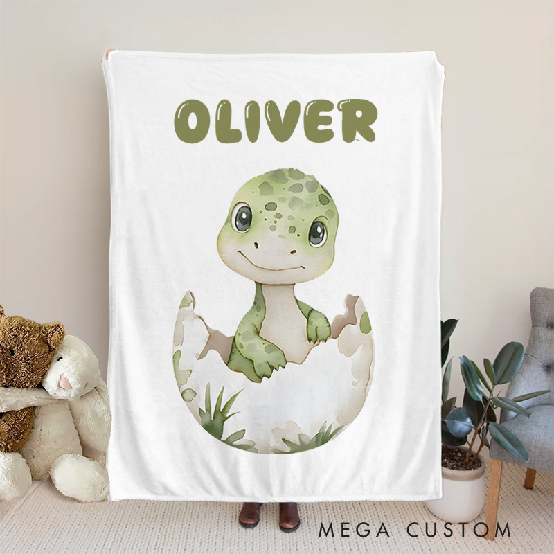 Personalized Cute Dinosaur Gender Neutral Baby Blanket Birthday Gift