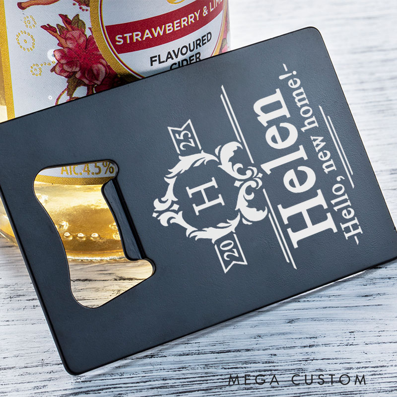 Personalized Housewarming Bottle Opener Custom Stainless Steel Design with Name and Date Perfect for New Home Gifts and Memorable Celebrations