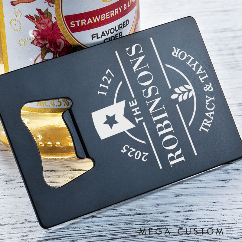 Personalized Housewarming Bottle Opener Custom Stainless Steel Design with Family Name and Date Perfect for New Home Gifts and Memorable Celebrations