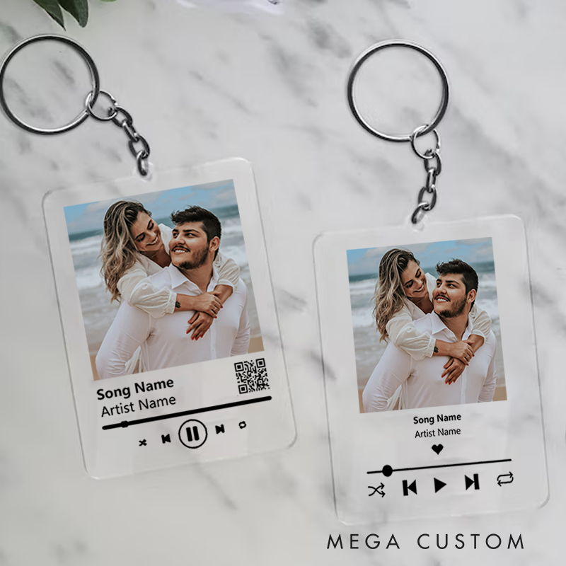 Personalized Photo Keychain and Custom Song Plaque Keychain and Music Acrylic Plaque