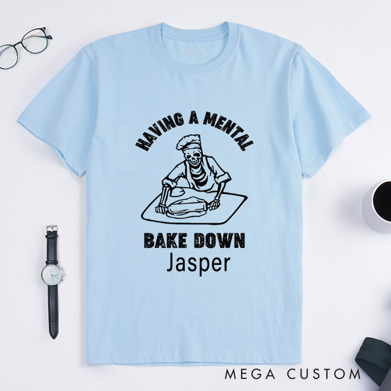 Personalized Having a Mental Bake Down Classic T-Shirts Halloween Chef Shirt Chef Skeleton Shirts Gift for Bakers Baking Tee Baker Gifts