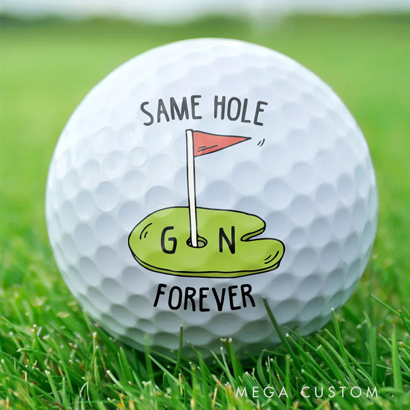 Personalized Golf Ball with "Same Hole Forever" Design  