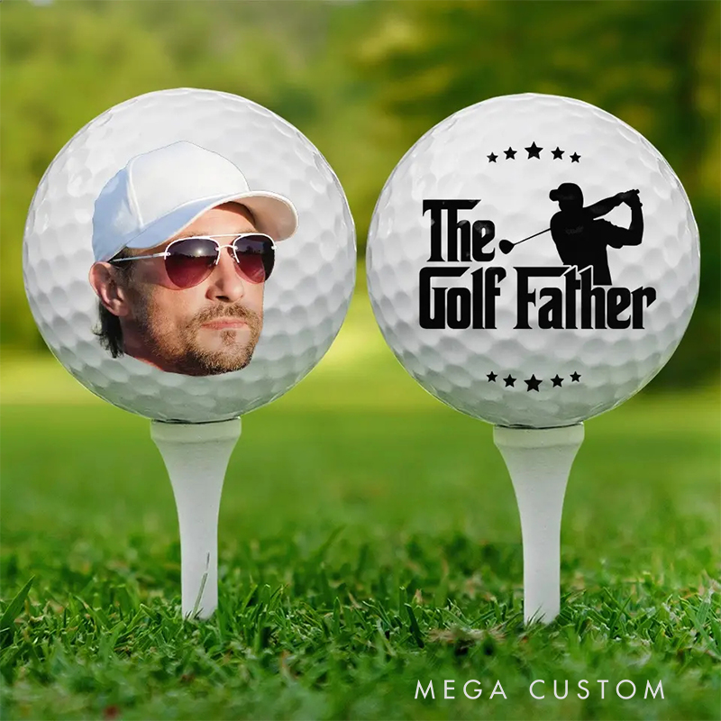Personalized Golf Ball with "The Golf Father" Design and Custom Photo