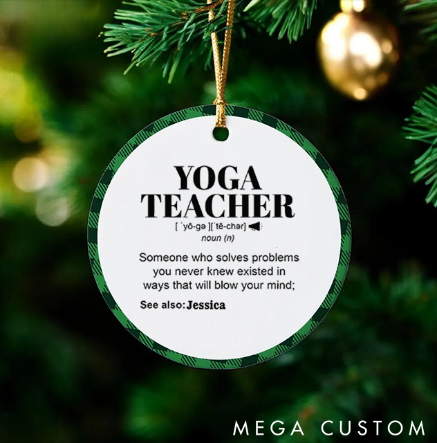 Personalized Christmas Ornament with Funny Yoga Teacher Definition Design Christmas Ornament Gift for Yoga Lover