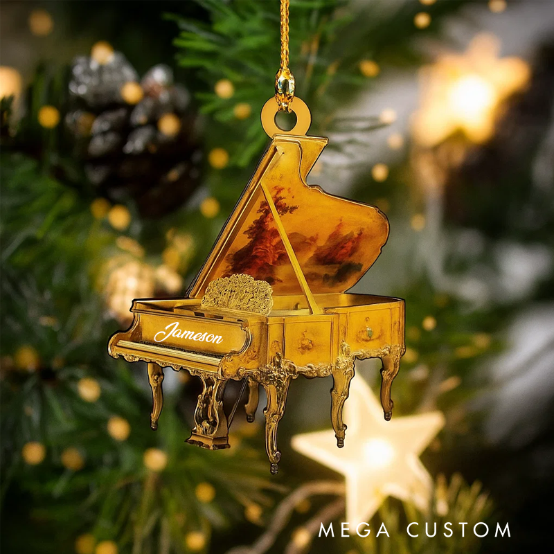 Personalized Piano Christmas Ornament and Music Christmas Flat Ornament and Piano Lovers Acrylic Ornament and Musician Gift