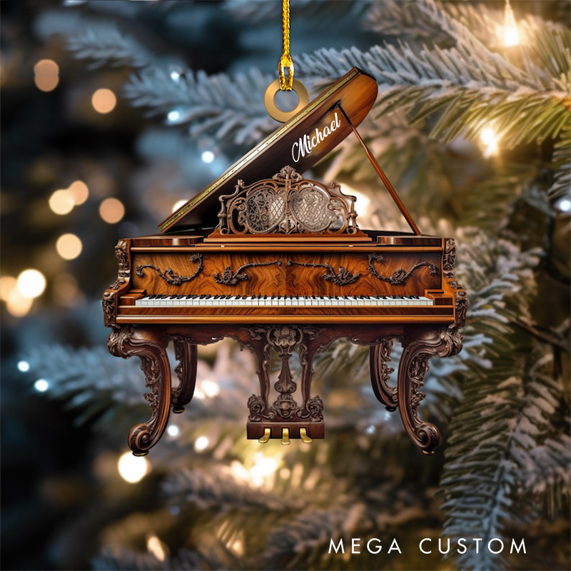 Personalized Name Piano Christmas Ornament and Christmas Tree Hanging Decor and Music Lover Gift