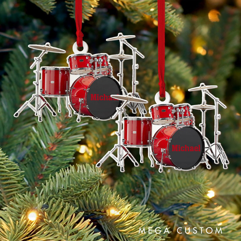 Personalized Drum Set Christmas Ornament Personalized and Musical Instrument Drum Set Player Ornament and Gift for Drums Player