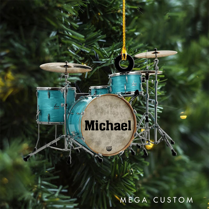Personalized Name Drum Ornament and Printed Ornament and Christmas Gifts for Drummer and Custom Ornaments Gift for Drum Lovers and Drum Ornament