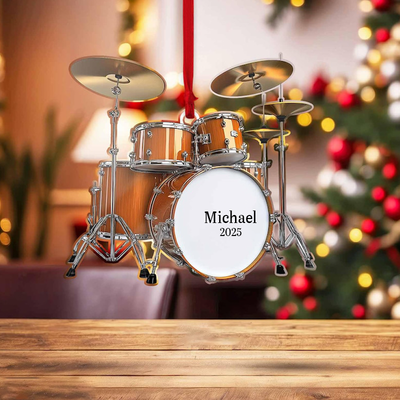 Personalized Name Drum Ornament and Christmas Gifts for Drummer and Ornaments Gift for Drum Lovers
