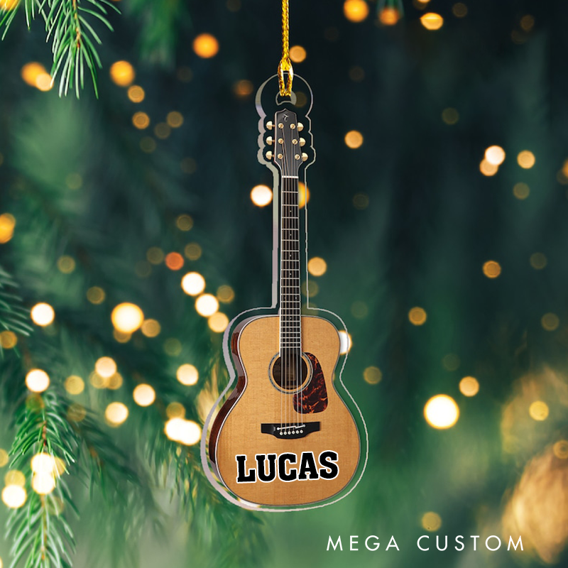 Personalized Name Guitar Ornament and Christmas Gift for Guitar Team and Tree Decor and Guitar Christmas Ornament