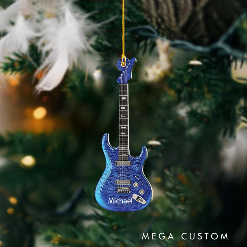 Personalized Guitar Ornament and Guitar Christmas Ornament and Electric Guitar Ornament and Guitarist Ornament Gift and Music Band Ornament