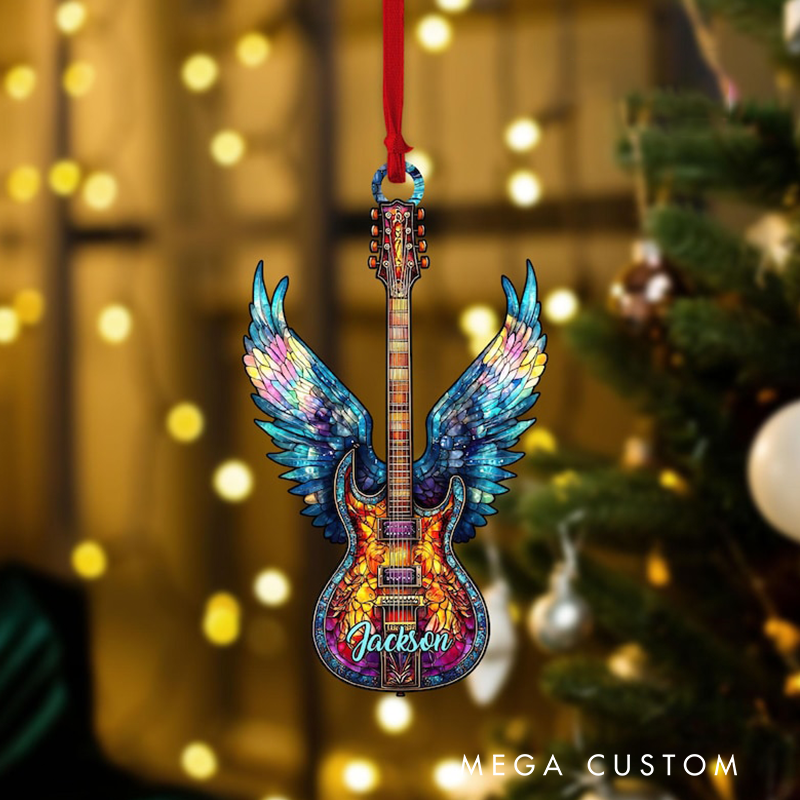 Personalized Electric Guitar Ornament and Guitar Christmas Ornament and Ghita Xmas Decor and Christmas Gift for Music Lovers