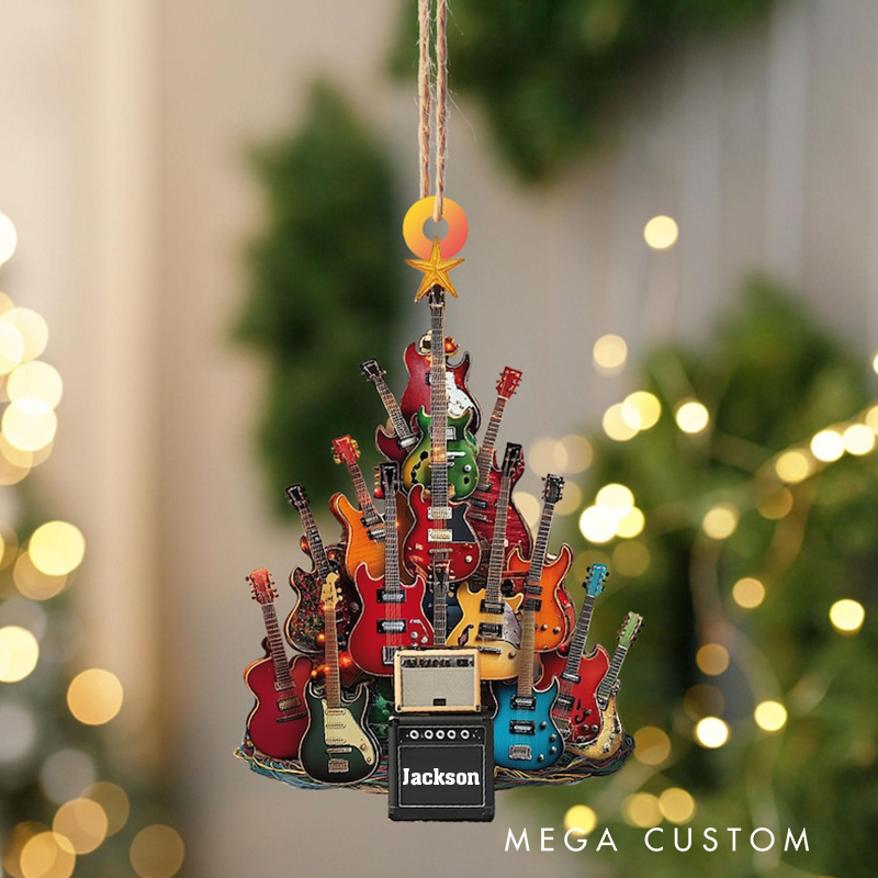 Personalized Electric Guitar Ornament and Guitar Christmas Ornament and Guitar Xmas Decor and Christmas Gift for Music Lovers