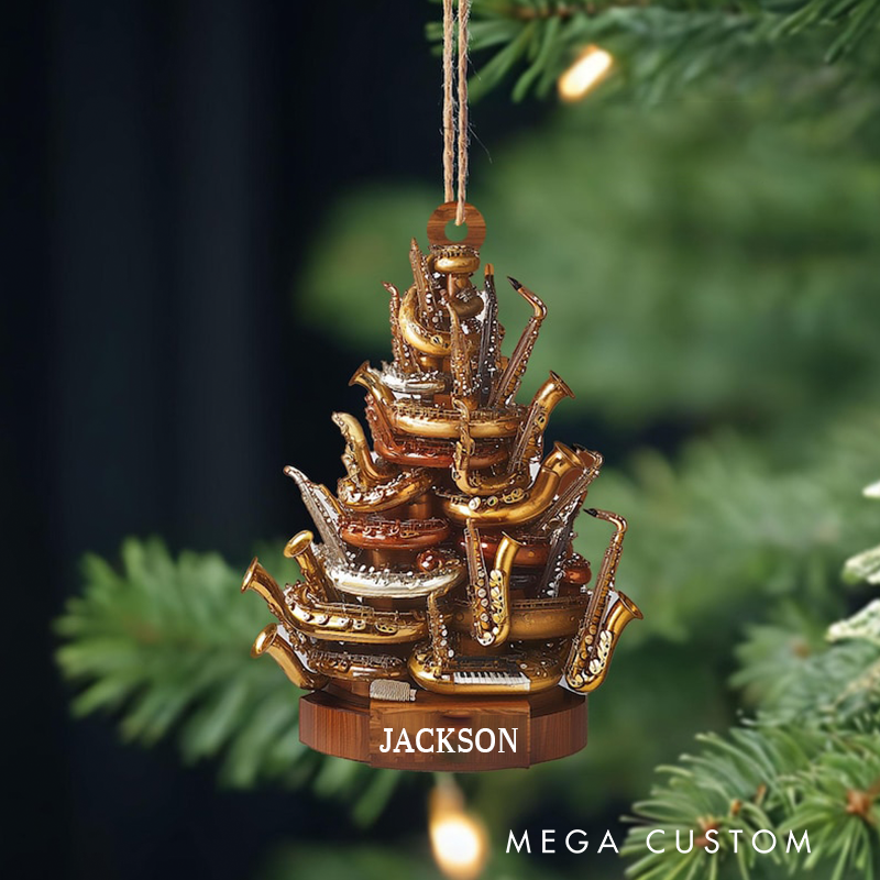 Personalized Saxophone Ornament and Saxophone Christmas Ornament and Saxophone Xmas and Christmas Gift for Music Lovers and Saxophone Players