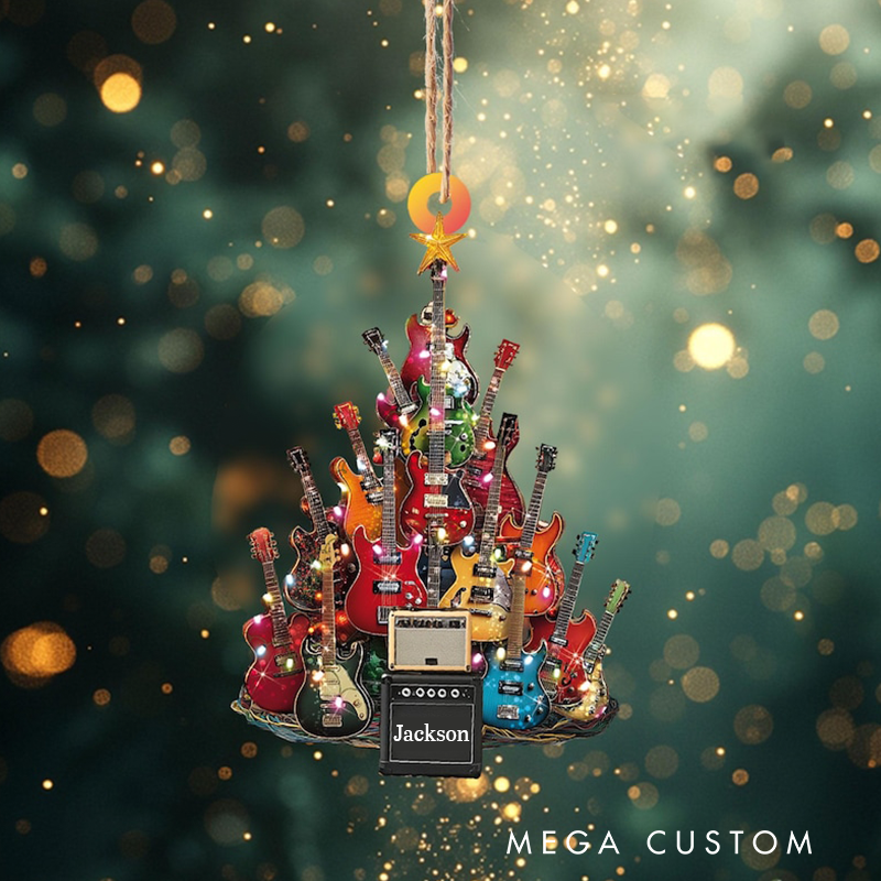 Personalized Electric Guitar Ornament and Guitar Christmas Ornament and Guitar Xmas Decor and Christmas Gift for Music Lovers and Guitar Players