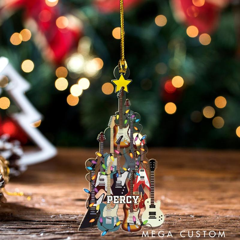 Personalized Electric Guitar Ornament and Guitar Christmas Ornament and Guitar Xmas Decor and Xmas Gift for Music Lovers and Guitar Players