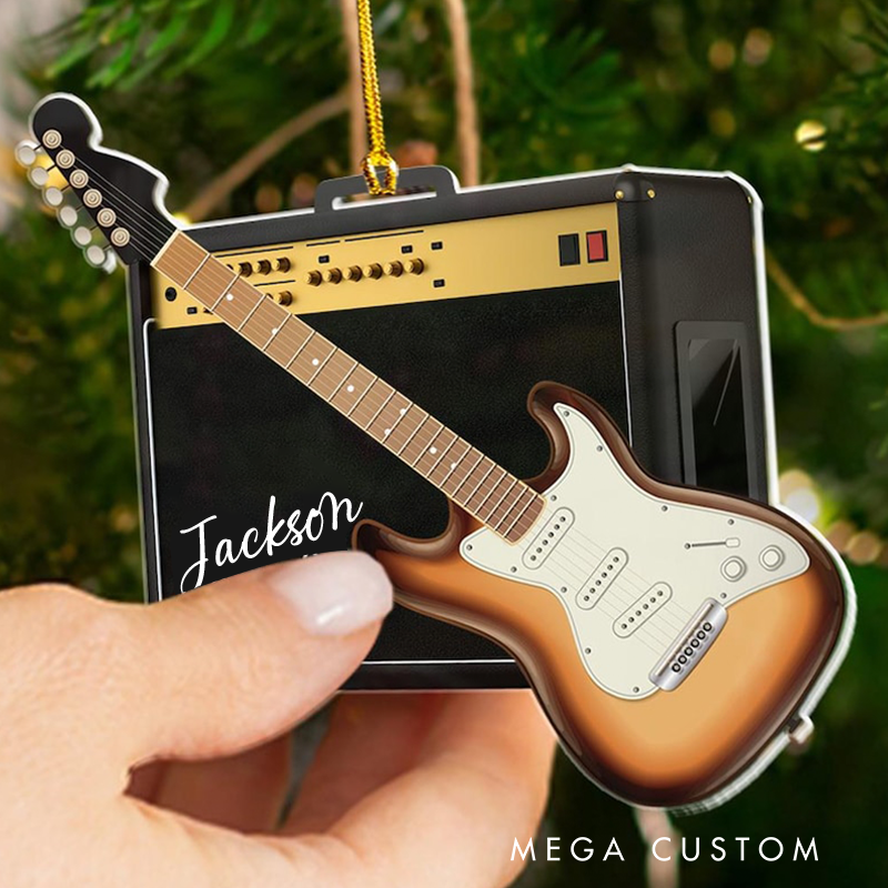 Personalized Guitar Christmas Ornament and Personalized Guitar Ornament and Guitar Lover Gifts and Guitar Ornament and Gift for Guitar Players