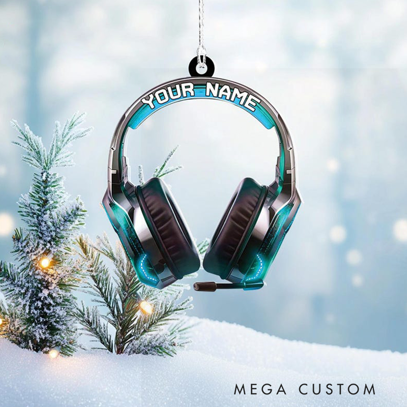 Personalized Gaming Head Phones Light Christmas Ornament and Gaming Ornament and Gamer Christmas Ornament and Video Game Ornament Gift